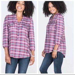 Matilda Jane XS All Day Millie Plaid Popover Top